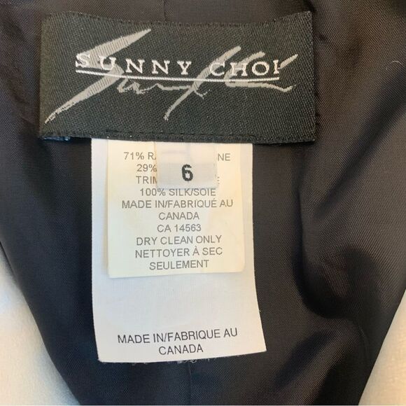 SUNNY Choi vintage black beaded embroidered Satin evening blazer jacket Sz 6 - Picture 8 of 12